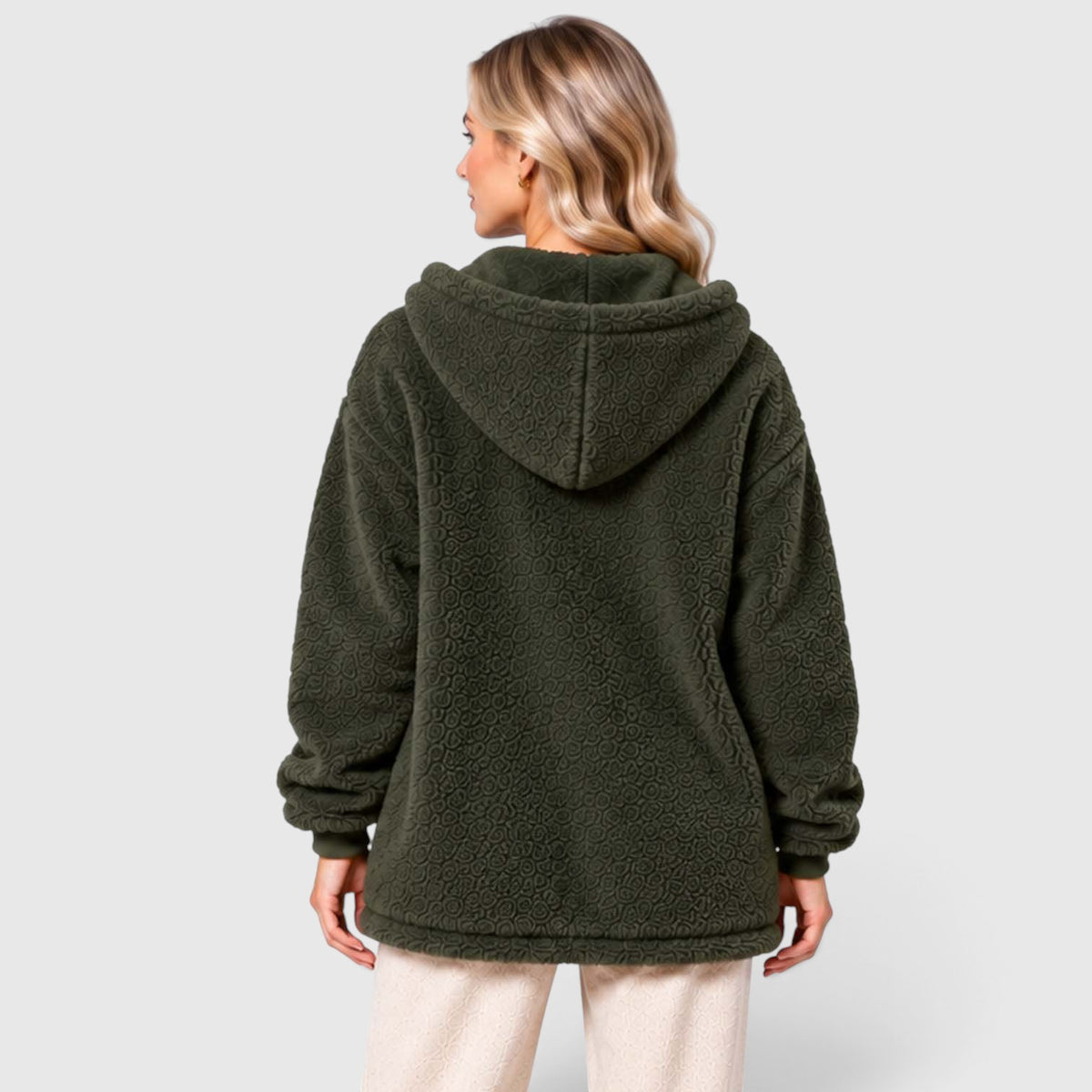 Monvaline | Women's Teddy Fleece Cardigan with Hood and Pockets