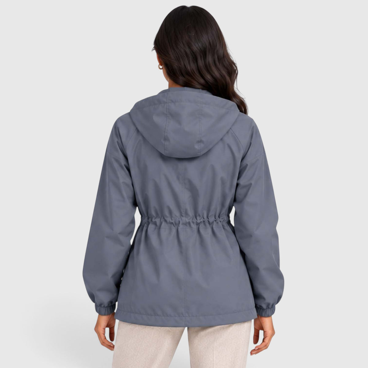 Women's Water Resistant Rain Jacket – Hooded Drawstring Waist