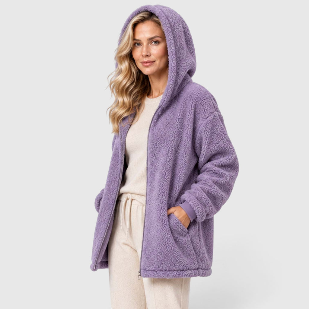 Monvaline | Women's Teddy Fleece Cardigan with Hood and Pockets