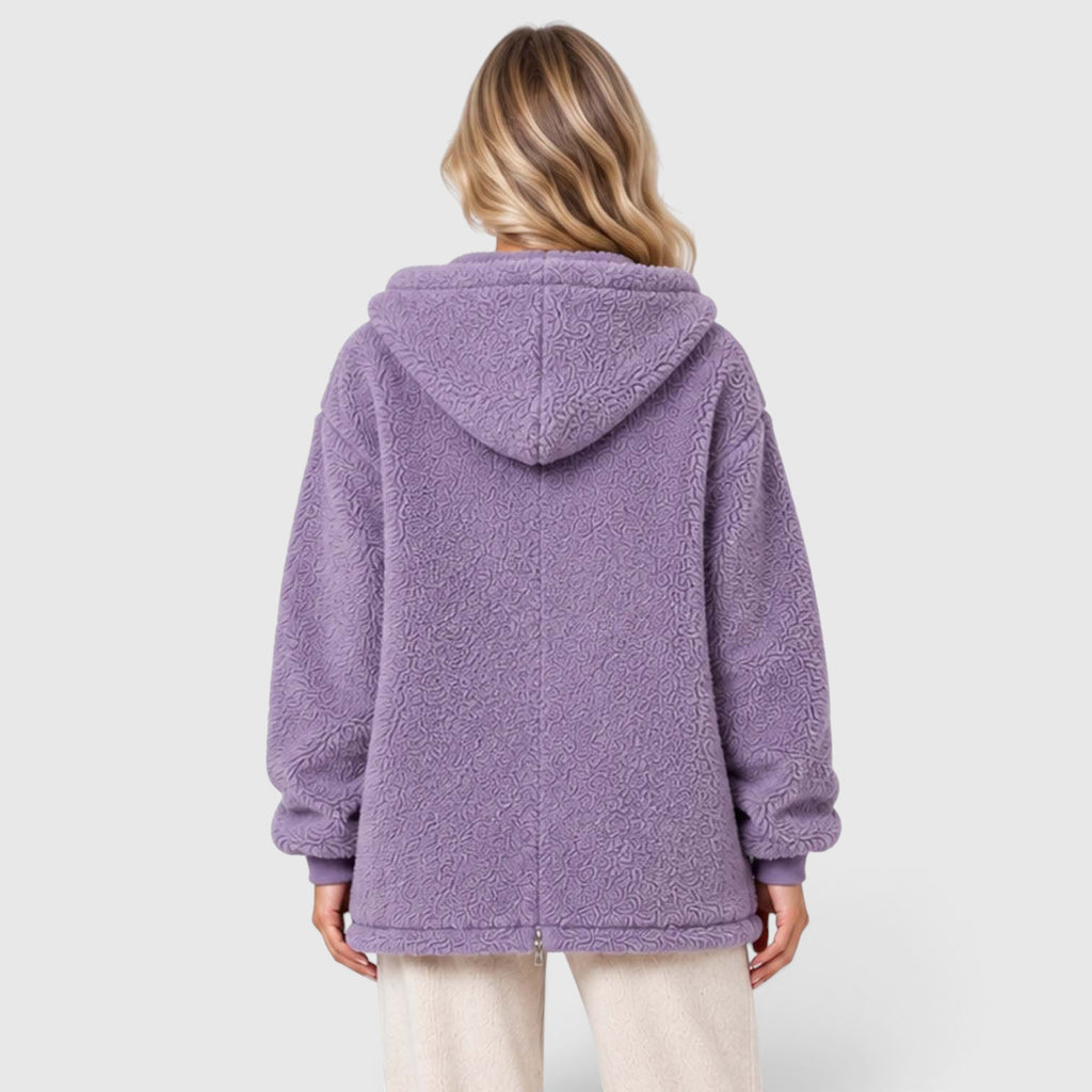 Monvaline | Women's Teddy Fleece Cardigan with Hood and Pockets