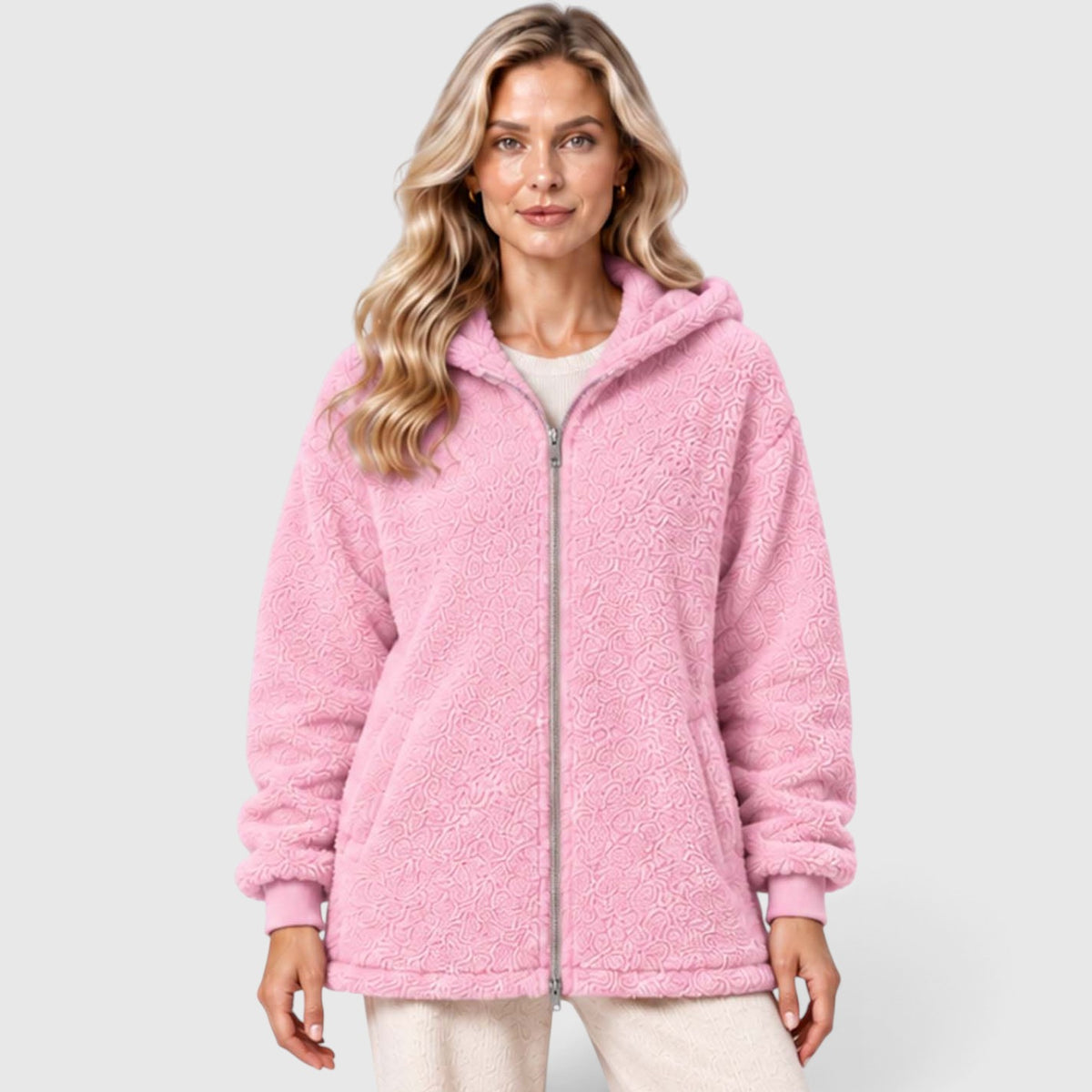 Monvaline | Women's Teddy Fleece Cardigan with Hood and Pockets