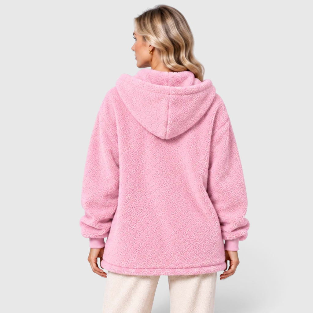 Monvaline | Women's Teddy Fleece Cardigan with Hood and Pockets