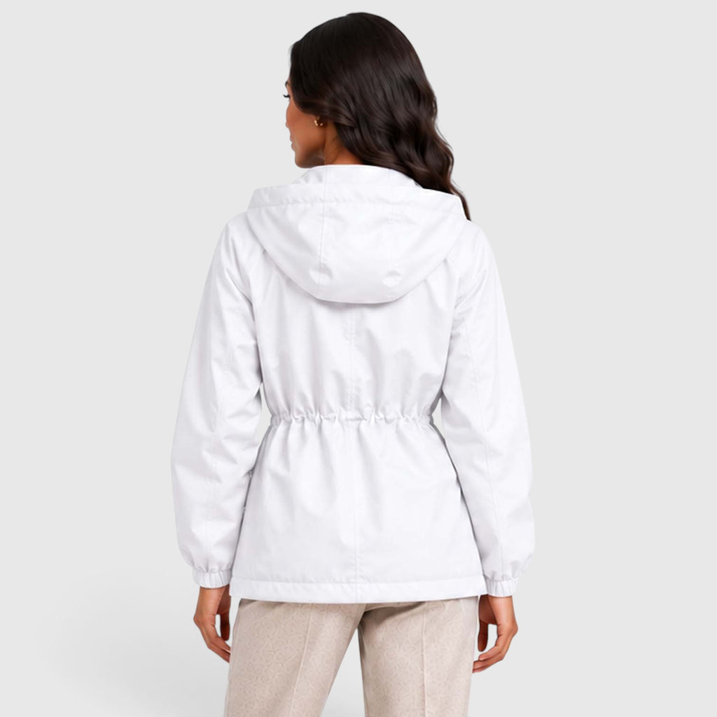 Women's Water Resistant Rain Jacket – Hooded Drawstring Waist