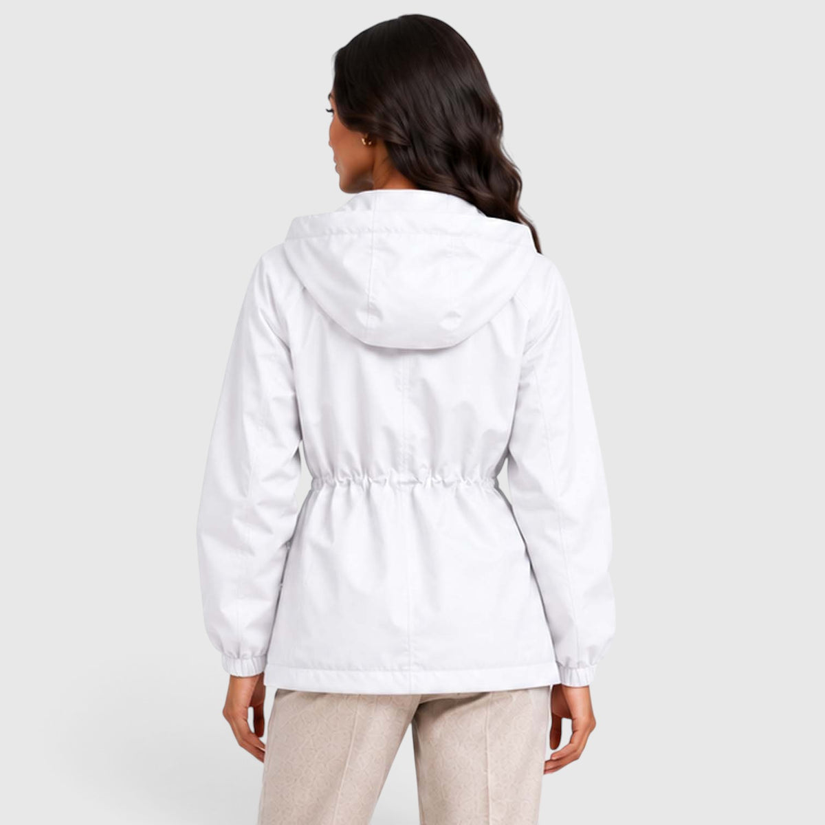 Women's Water Resistant Rain Jacket – Hooded Drawstring Waist