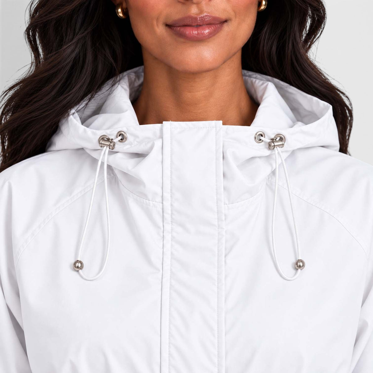 Women's Water Resistant Rain Jacket – Hooded Drawstring Waist