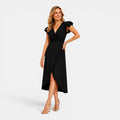 Monvaline | Women's V-Neck Summer Midi Dress with Flattering Waist Fit