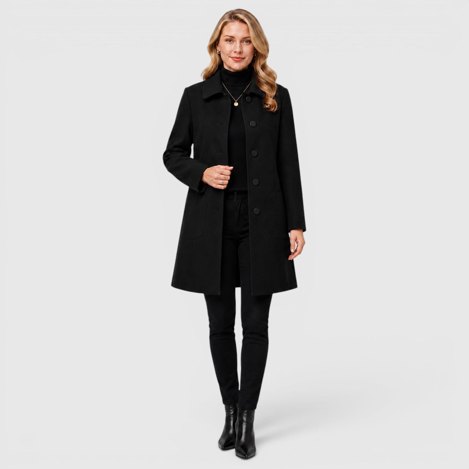 Monvaline | Women's Warm Classic Long Wool Coat