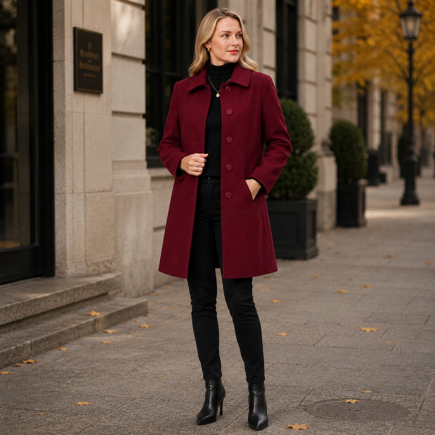 Monvaline | Women's Warm Classic Long Wool Coat