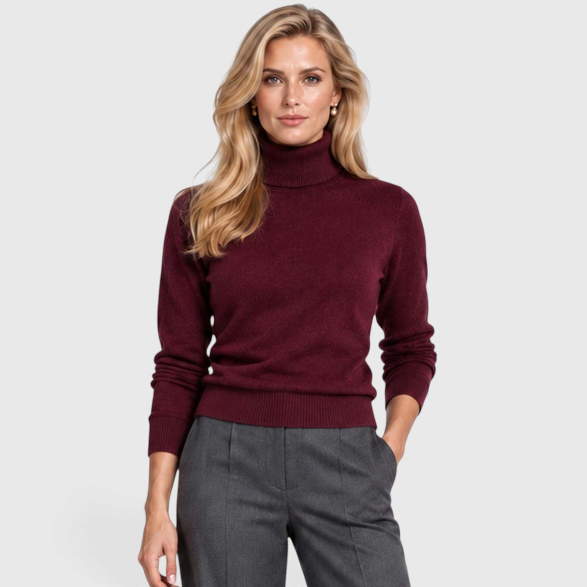 Monvaline | Women's Warm High Neck Sweater Knit Pullover