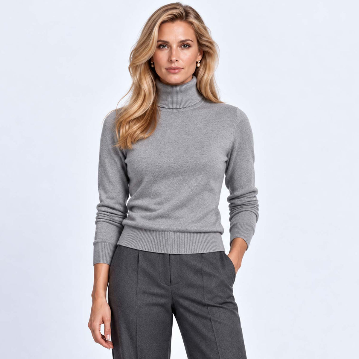 Monvaline | Women's Warm High Neck Sweater Knit Pullover