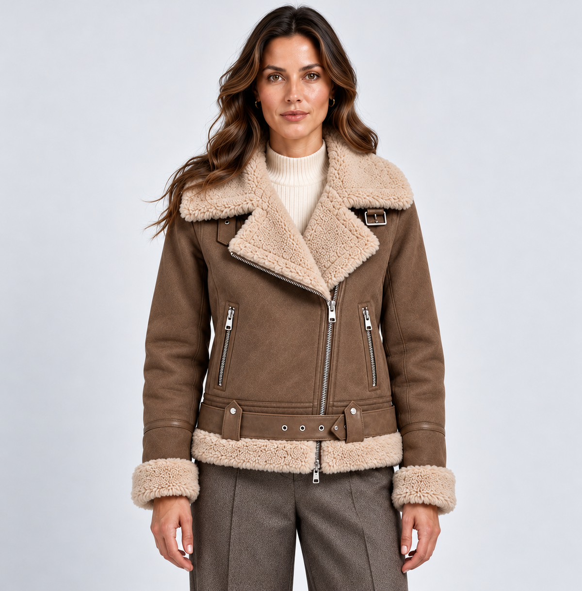 Monvaline | Women's Warm Leather Jacket – Sherpa Lined for Autumn & Winter