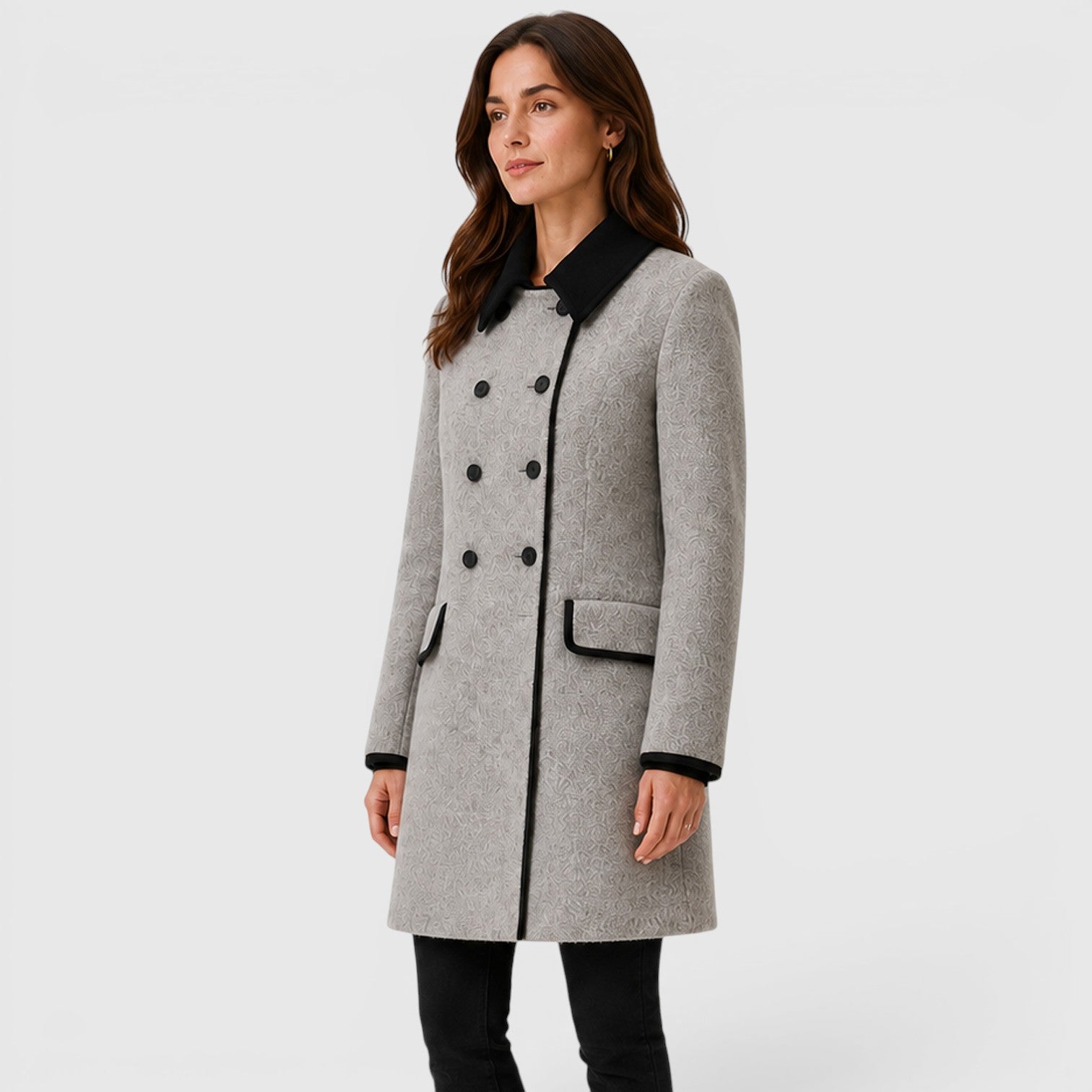 Monvaline | Women's Warm Loose Fit Long Sleeve Wool Coat