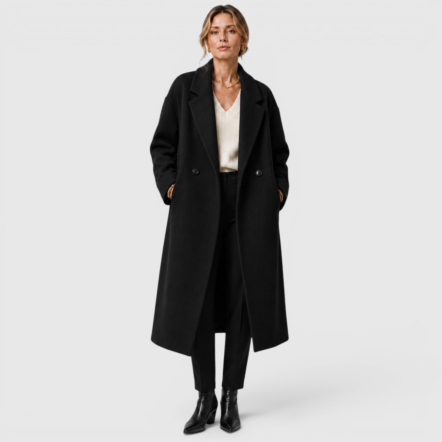 Monvaline | Women's Warm Oversized Woolen Coat for Everyday Wear