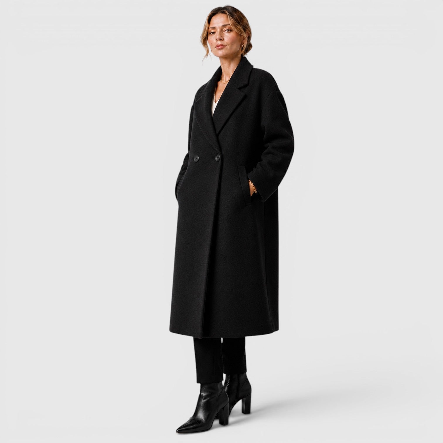 Monvaline | Women's Warm Oversized Woolen Coat for Everyday Wear