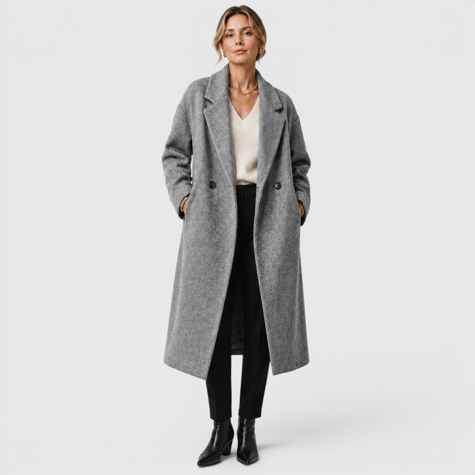 Monvaline | Women's Warm Oversized Woolen Coat for Everyday Wear