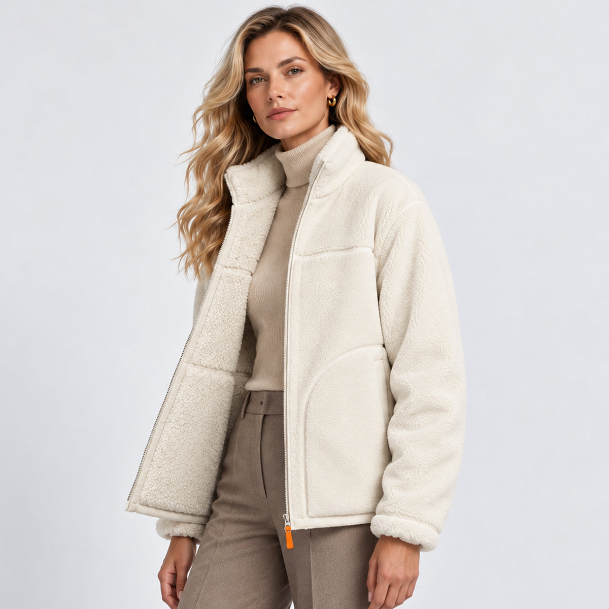 Monvaline | Women's Warm Reversible Fleece Jacket – Winter Coat
