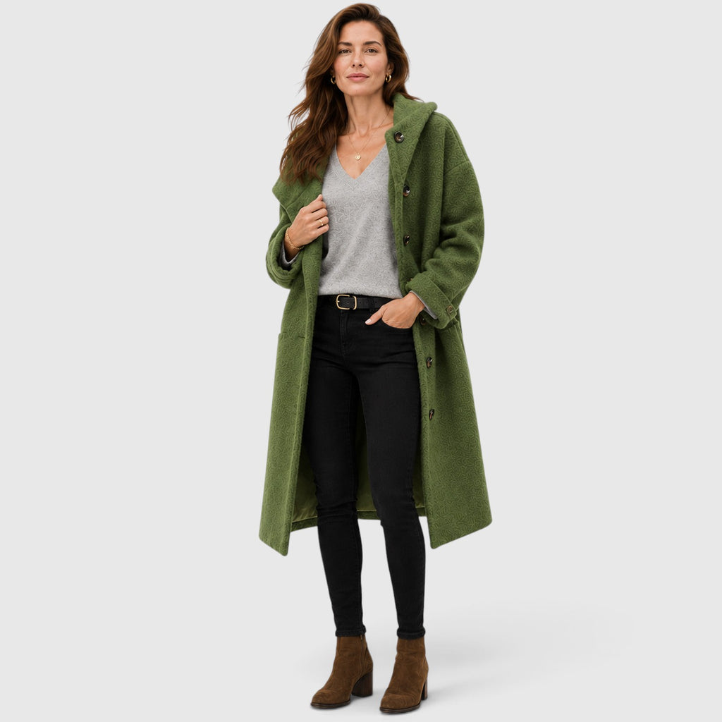 Monvaline | Women's Warm Tweed Wool Coat for Smart Casual Outfits