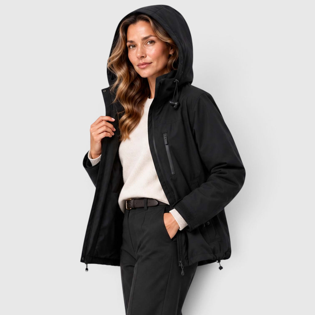 Monvaline | Women's Hooded Rain Jacket – Short Zip Windbreaker