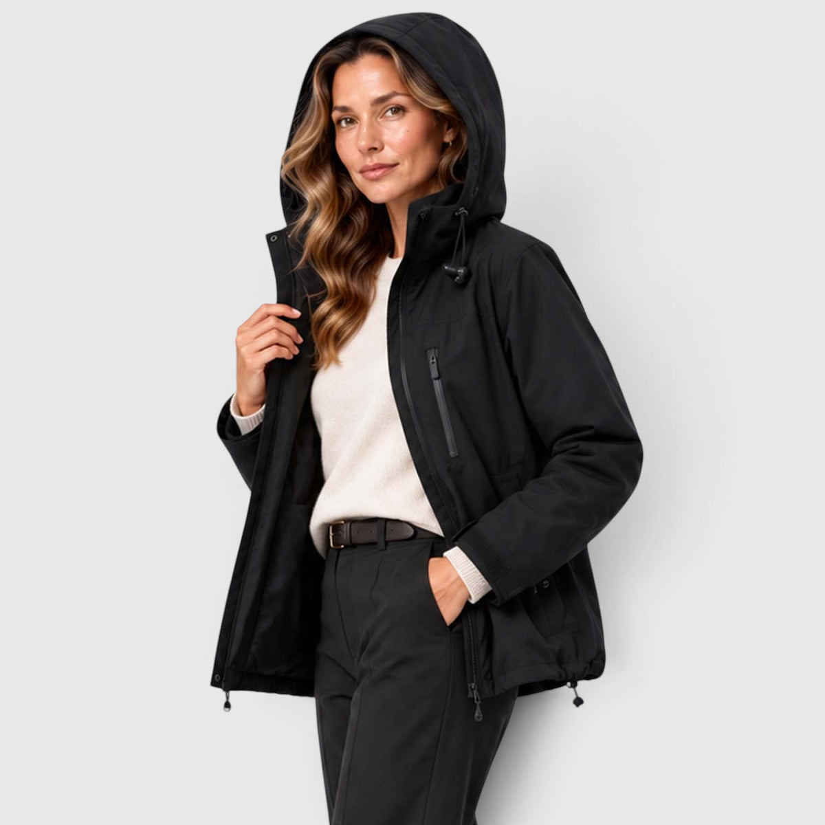 Monvaline | Women's Hooded Rain Jacket – Short Zip Windbreaker