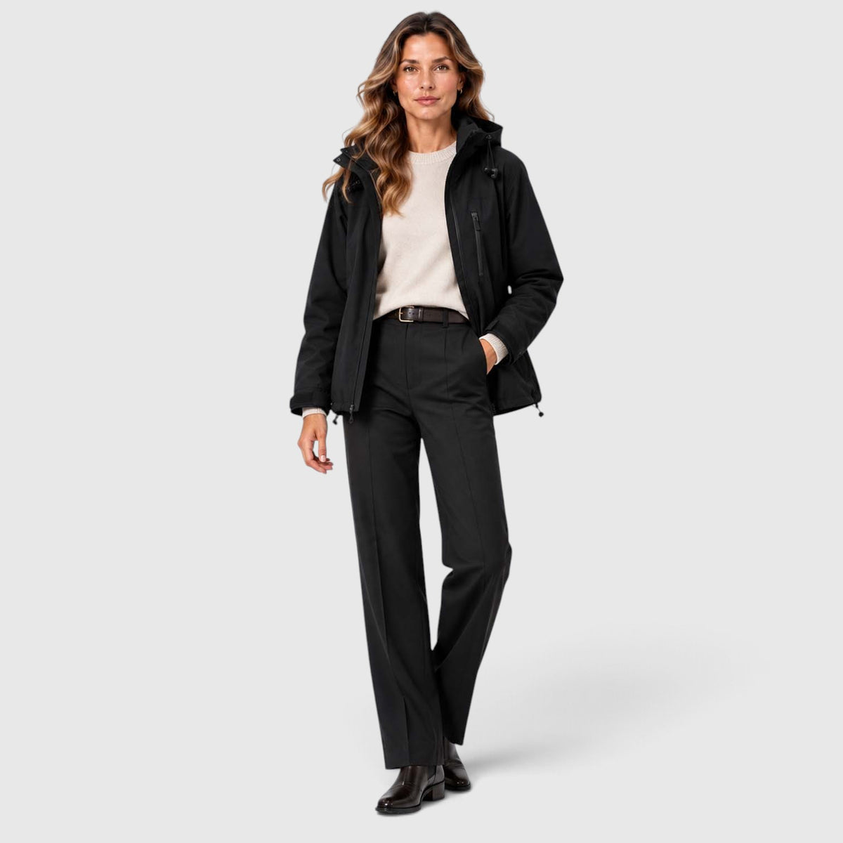 Monvaline | Women's Hooded Rain Jacket – Short Zip Windbreaker