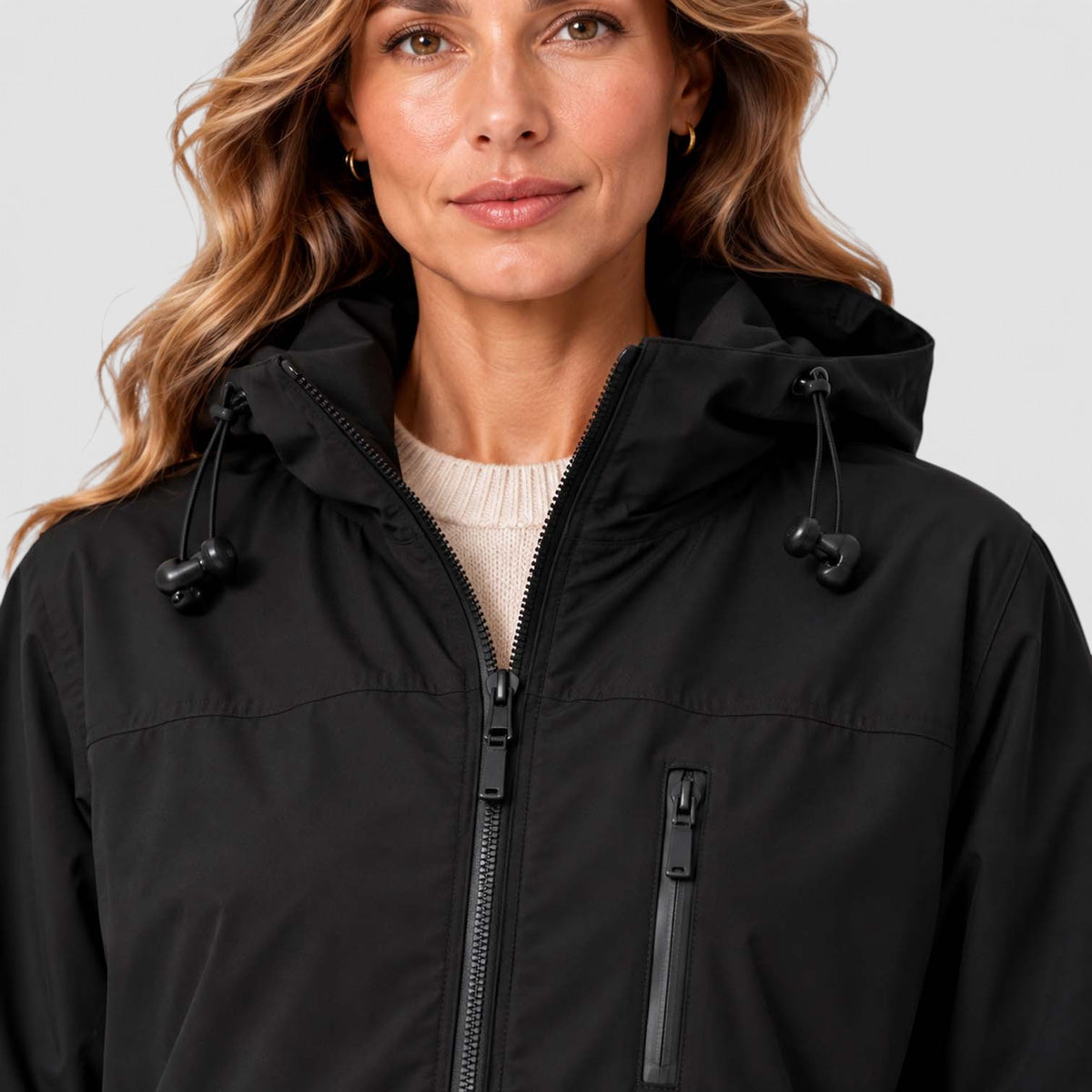 Monvaline | Women's Hooded Rain Jacket – Short Zip Windbreaker