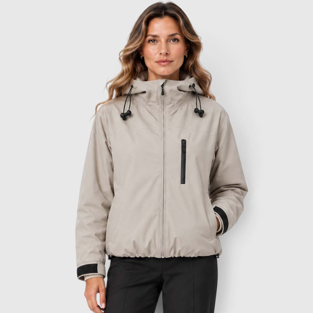 Monvaline | Women's Hooded Rain Jacket – Short Zip Windbreaker