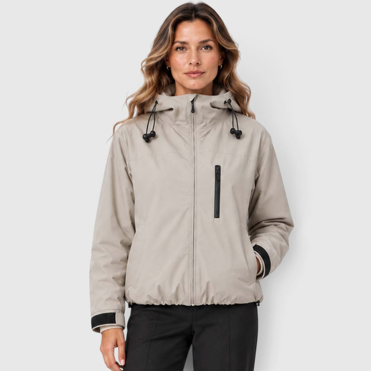 Monvaline | Women's Hooded Rain Jacket – Short Zip Windbreaker