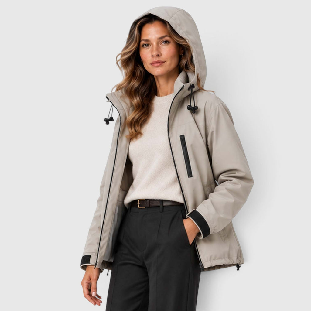 Monvaline | Women's Hooded Rain Jacket – Short Zip Windbreaker