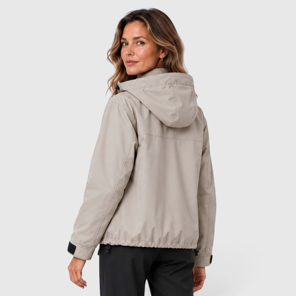 Monvaline | Women's Hooded Rain Jacket – Short Zip Windbreaker