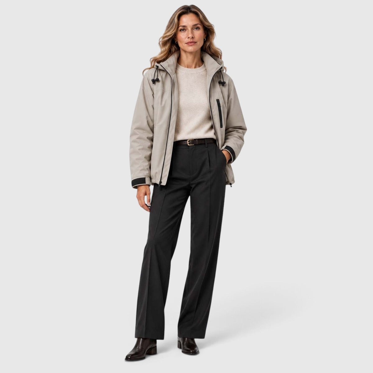 Monvaline | Women's Hooded Rain Jacket – Short Zip Windbreaker