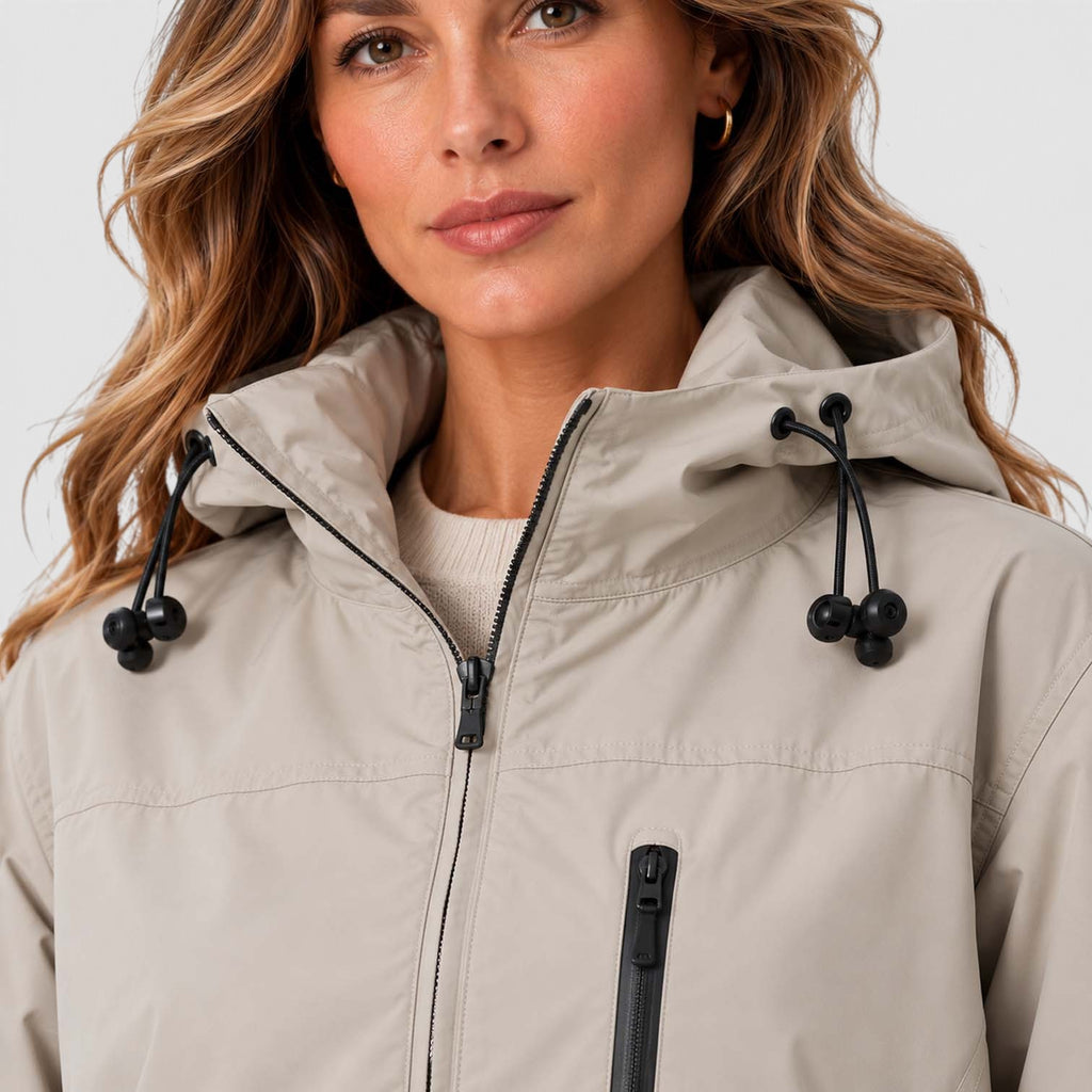 Monvaline | Women's Hooded Rain Jacket – Short Zip Windbreaker