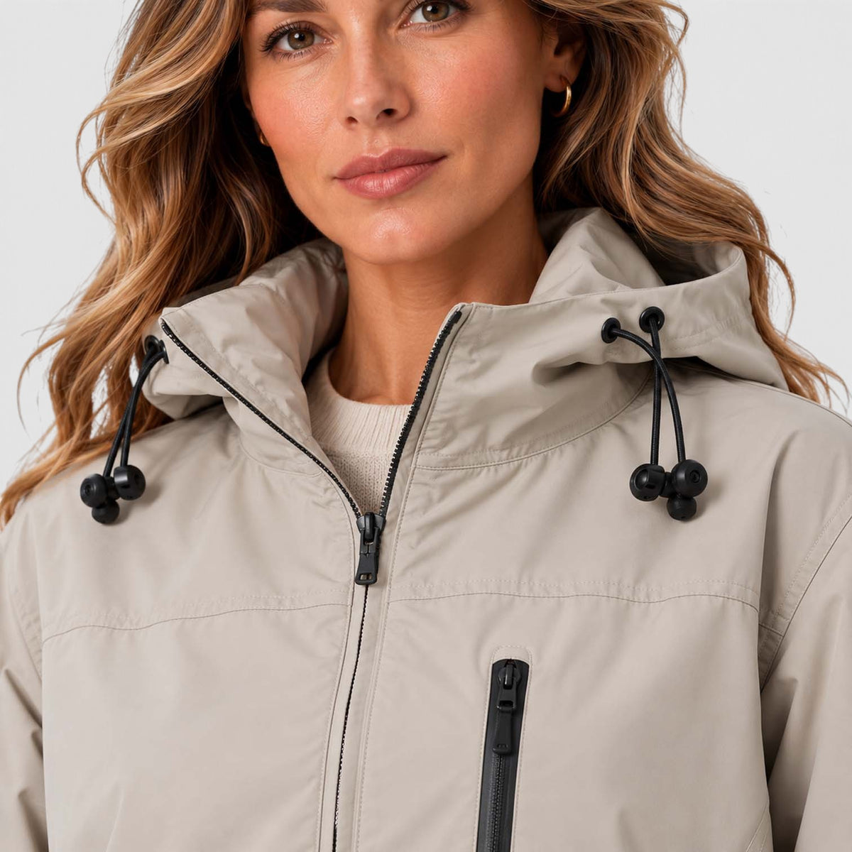 Monvaline | Women's Hooded Rain Jacket – Short Zip Windbreaker