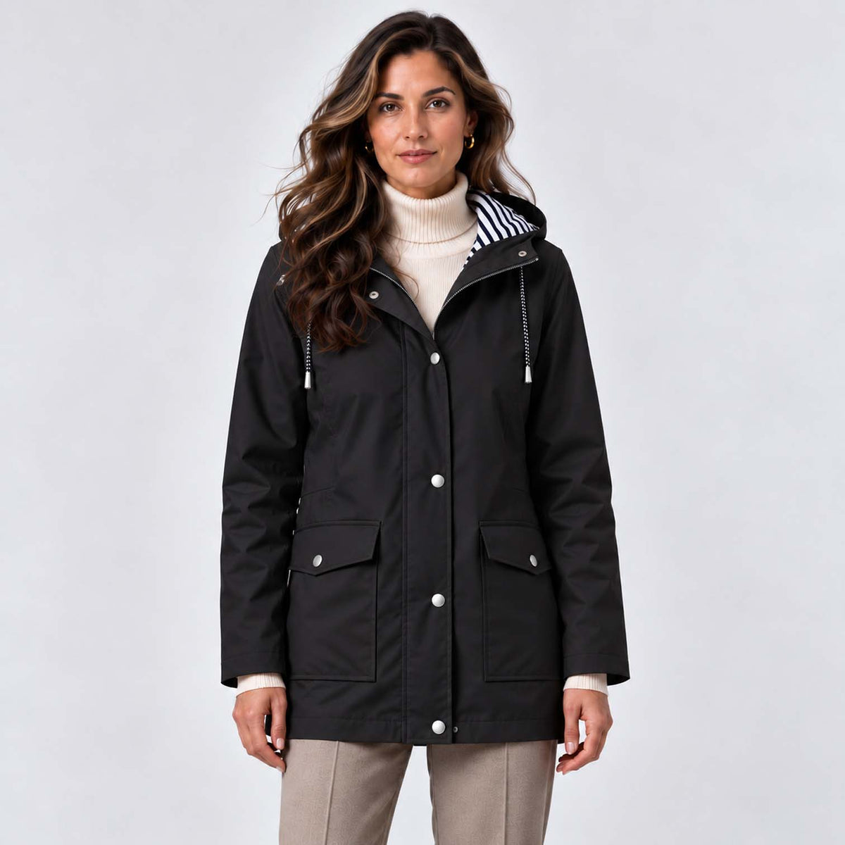 Monvaline | Women's Waterproof Hooded Coat - Lightweight Rain Jacket