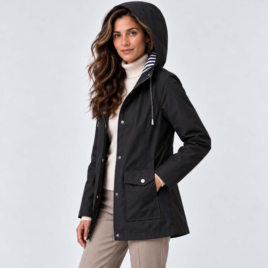 Monvaline | Women's Waterproof Hooded Coat - Lightweight Rain Jacket