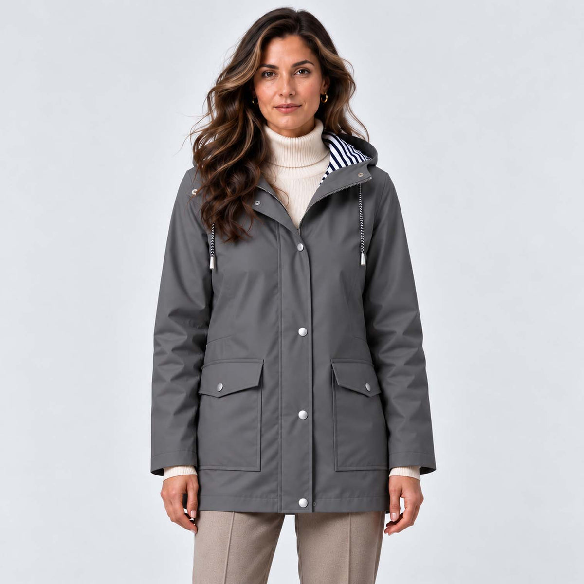 Monvaline | Women's Waterproof Hooded Coat - Lightweight Rain Jacket