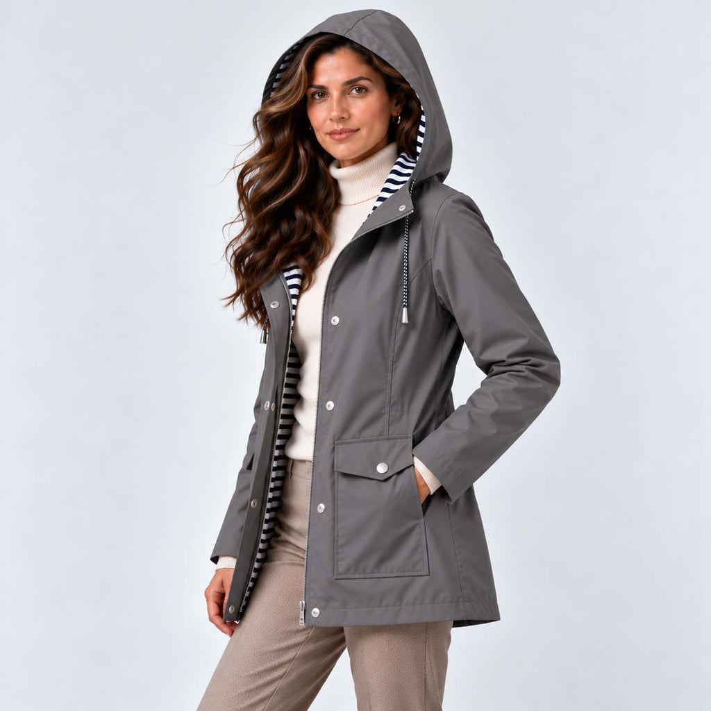 Monvaline | Women's Waterproof Hooded Coat - Lightweight Rain Jacket