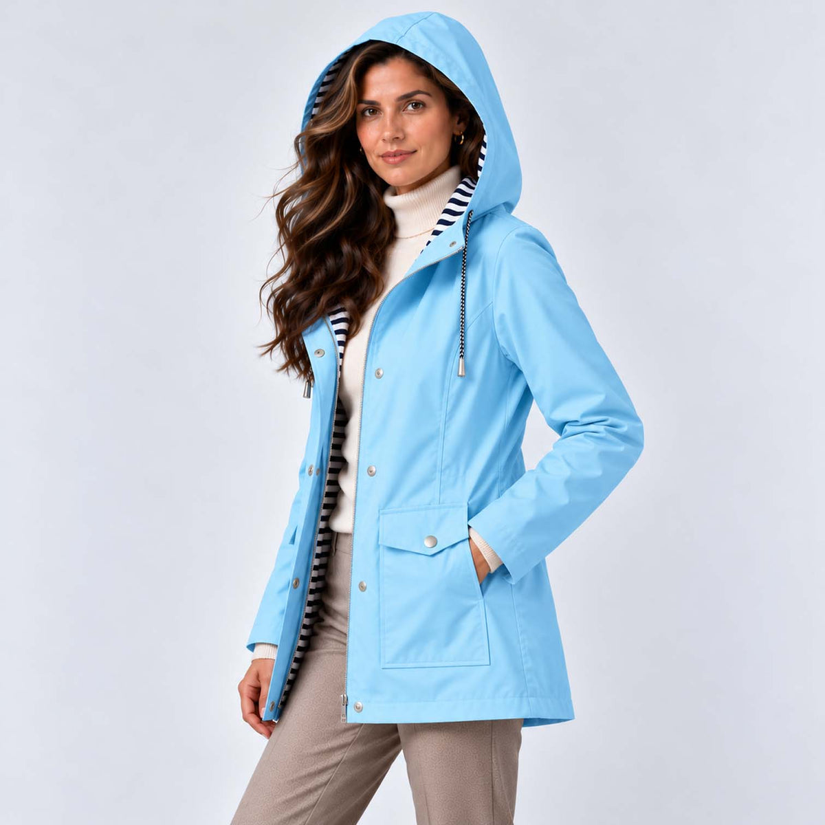 Monvaline | Women's Waterproof Hooded Coat - Lightweight Rain Jacket