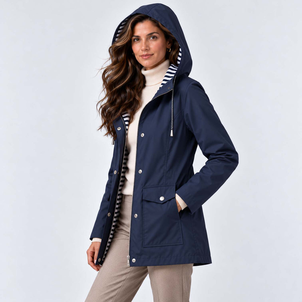 Monvaline | Women's Waterproof Hooded Coat - Lightweight Rain Jacket