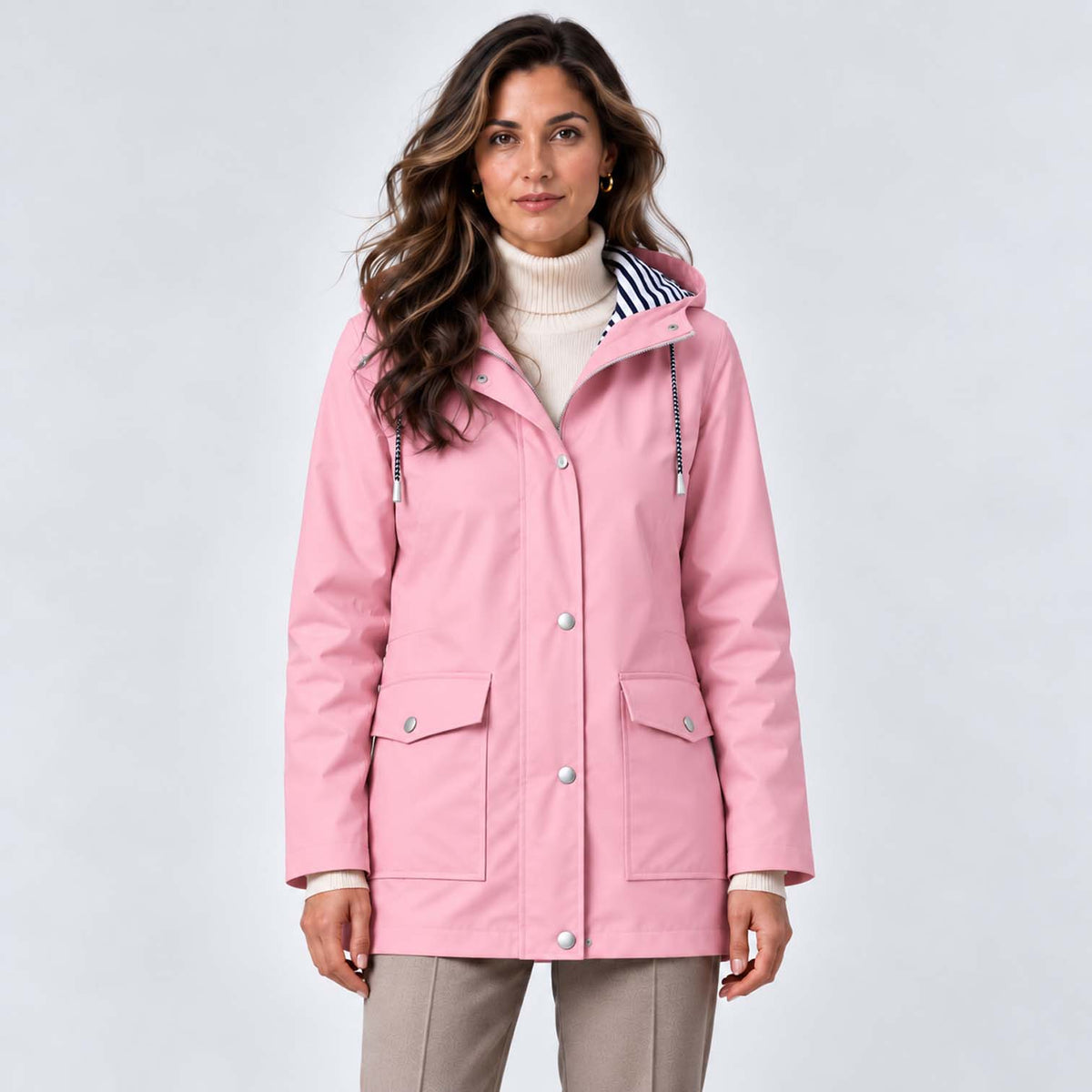 Monvaline | Women's Waterproof Hooded Coat - Lightweight Rain Jacket