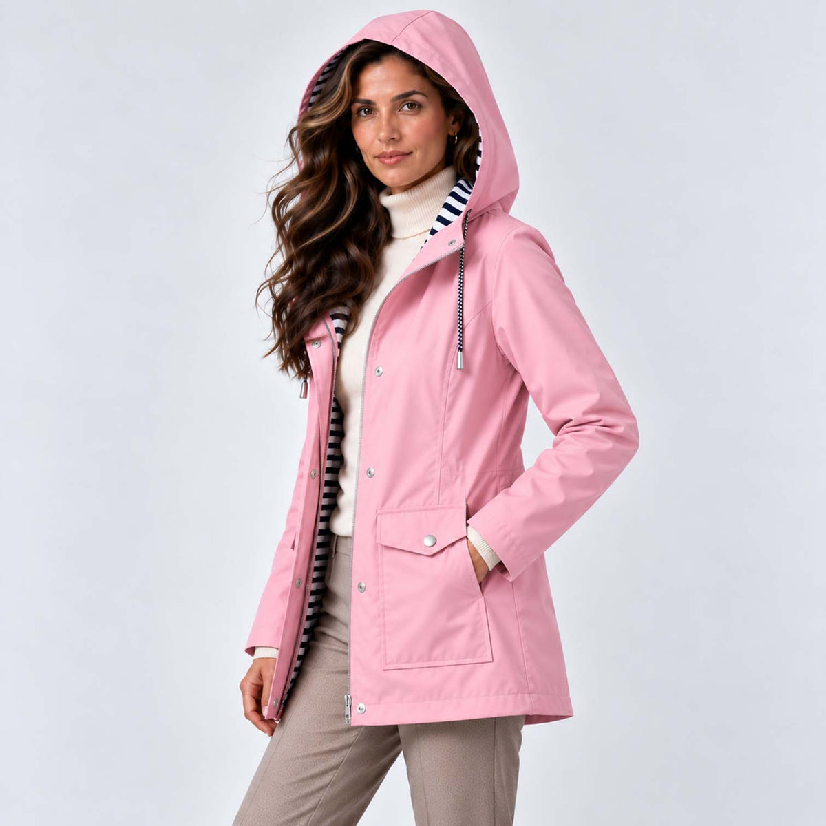 Monvaline | Women's Waterproof Hooded Coat - Lightweight Rain Jacket