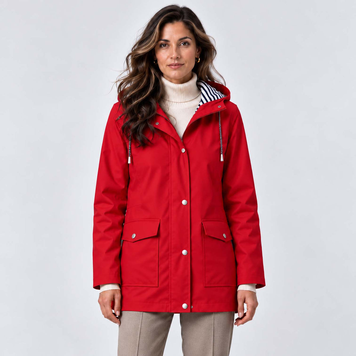 Monvaline | Women's Waterproof Hooded Coat - Lightweight Rain Jacket