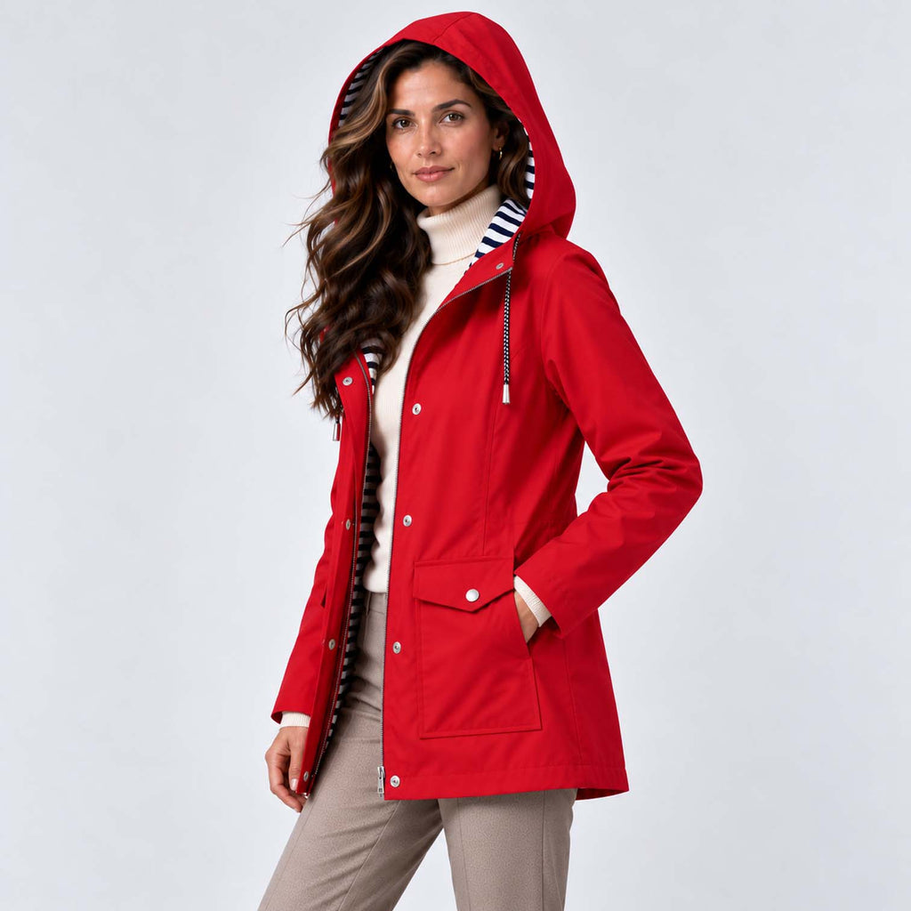 Monvaline | Women's Waterproof Hooded Coat - Lightweight Rain Jacket