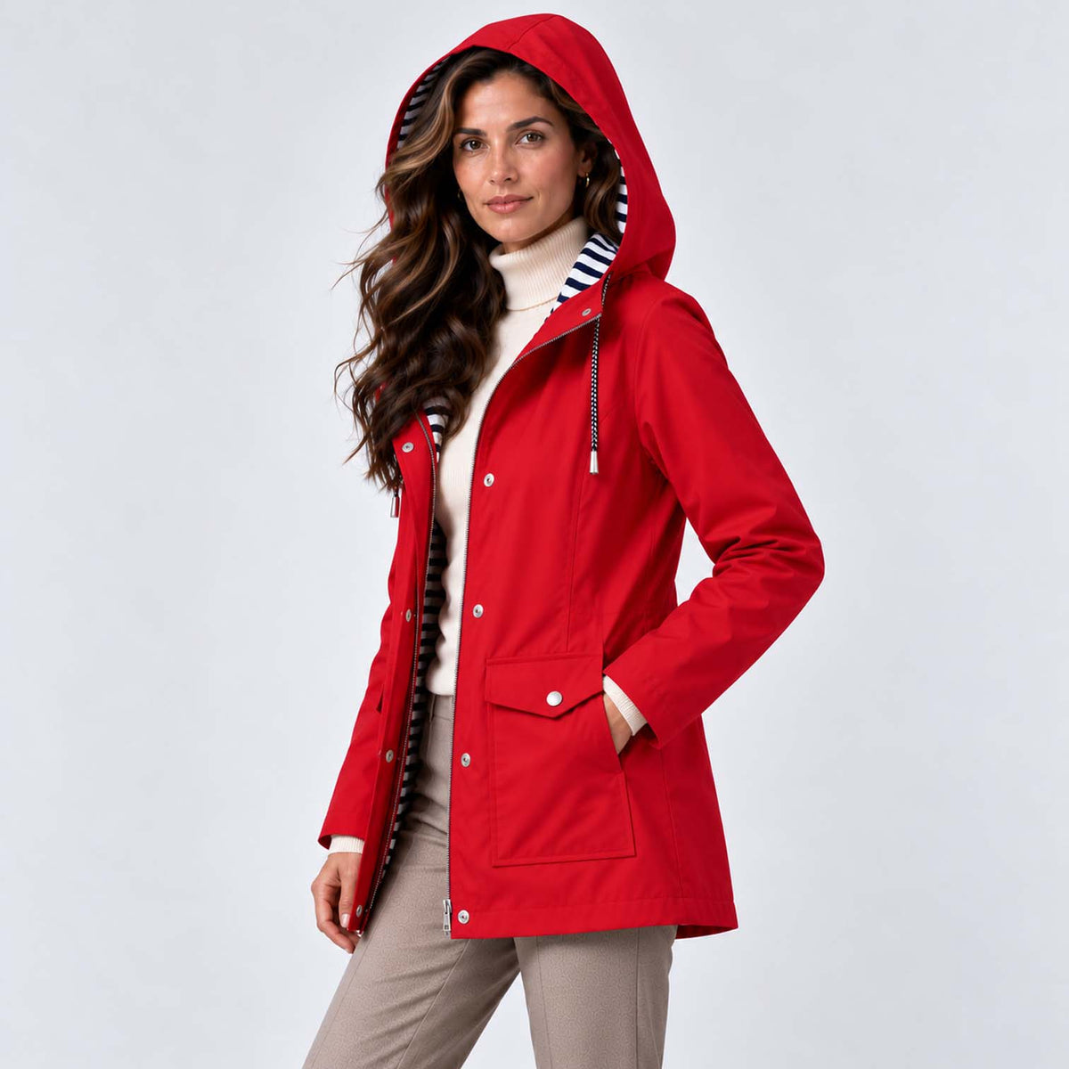 Monvaline | Women's Waterproof Hooded Coat - Lightweight Rain Jacket