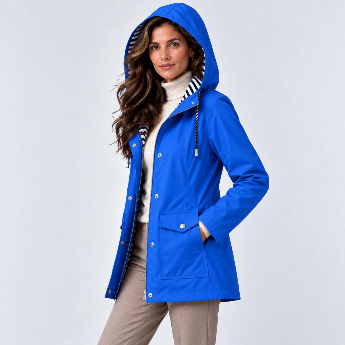 Monvaline | Women's Waterproof Hooded Coat - Lightweight Rain Jacket