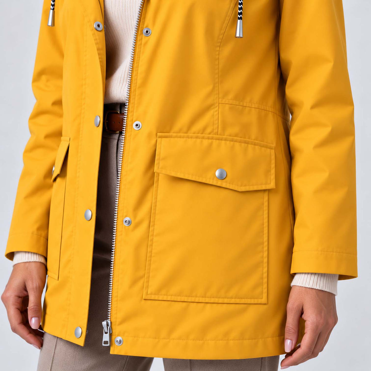 Monvaline | Women's Waterproof Hooded Coat - Lightweight Rain Jacket