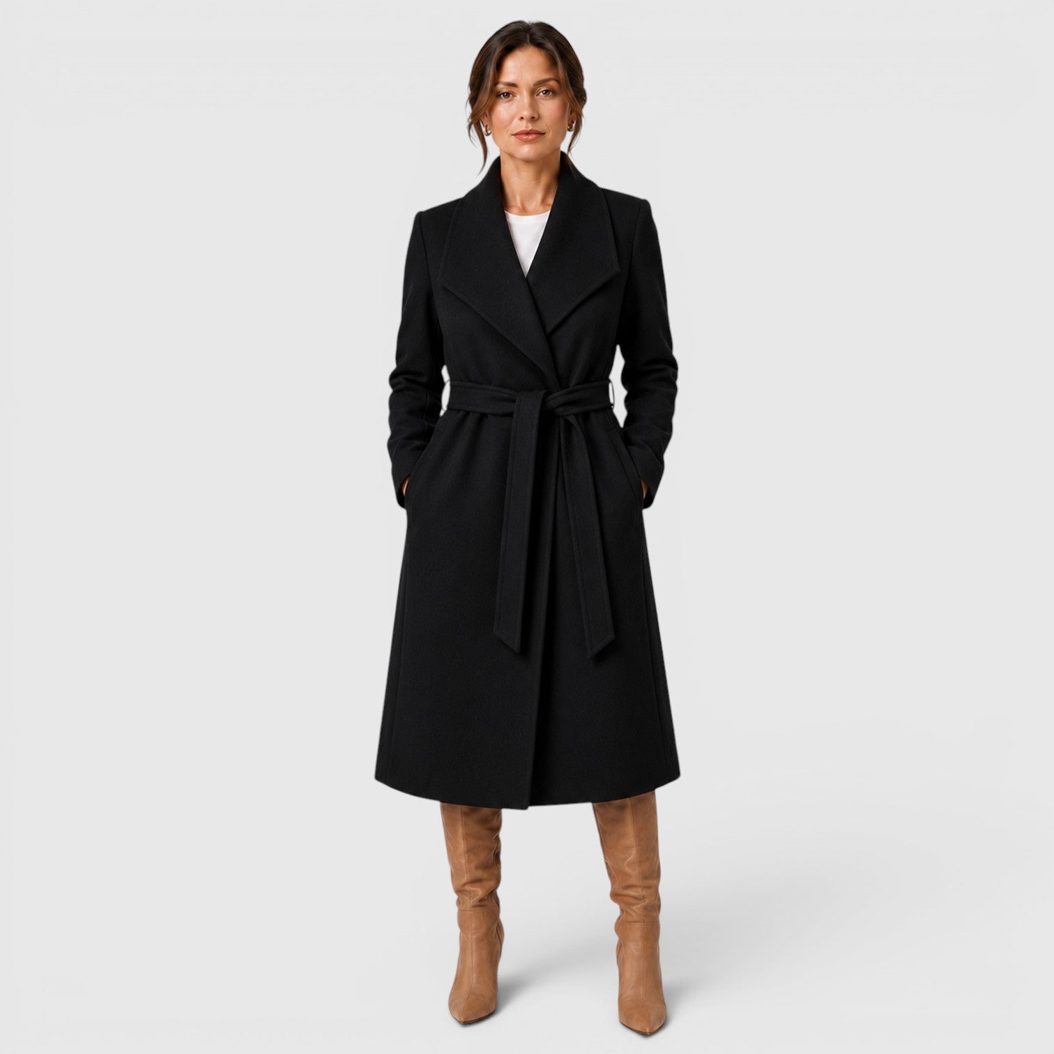 Monvaline | Women's Wool Blend Coat Comfortable Cold Weather Outerwear
