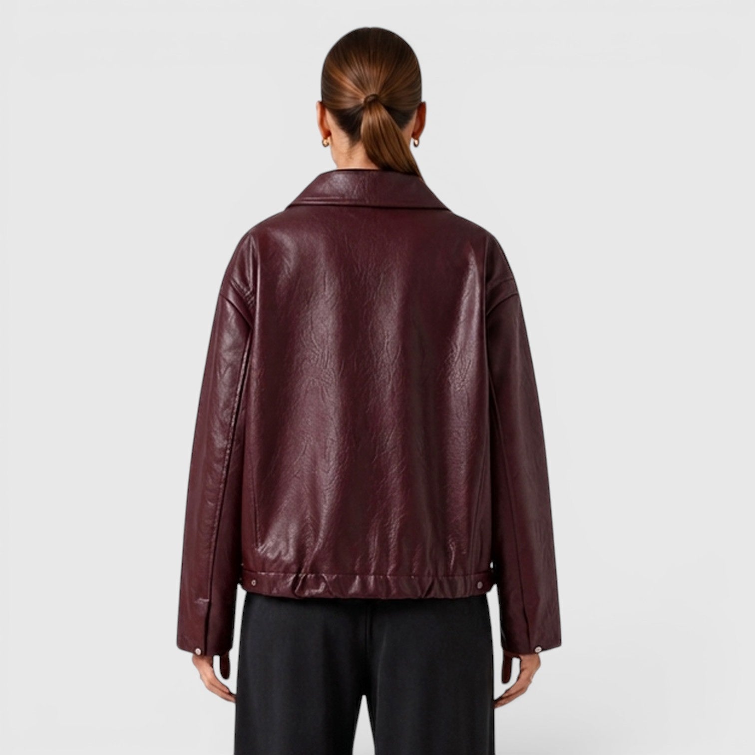 Monvaline | Women's Zip Leather Jacket with Pockets for Smart Casual Style