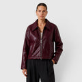 Monvaline | Women's Zip Leather Jacket with Pockets for Smart Casual Style