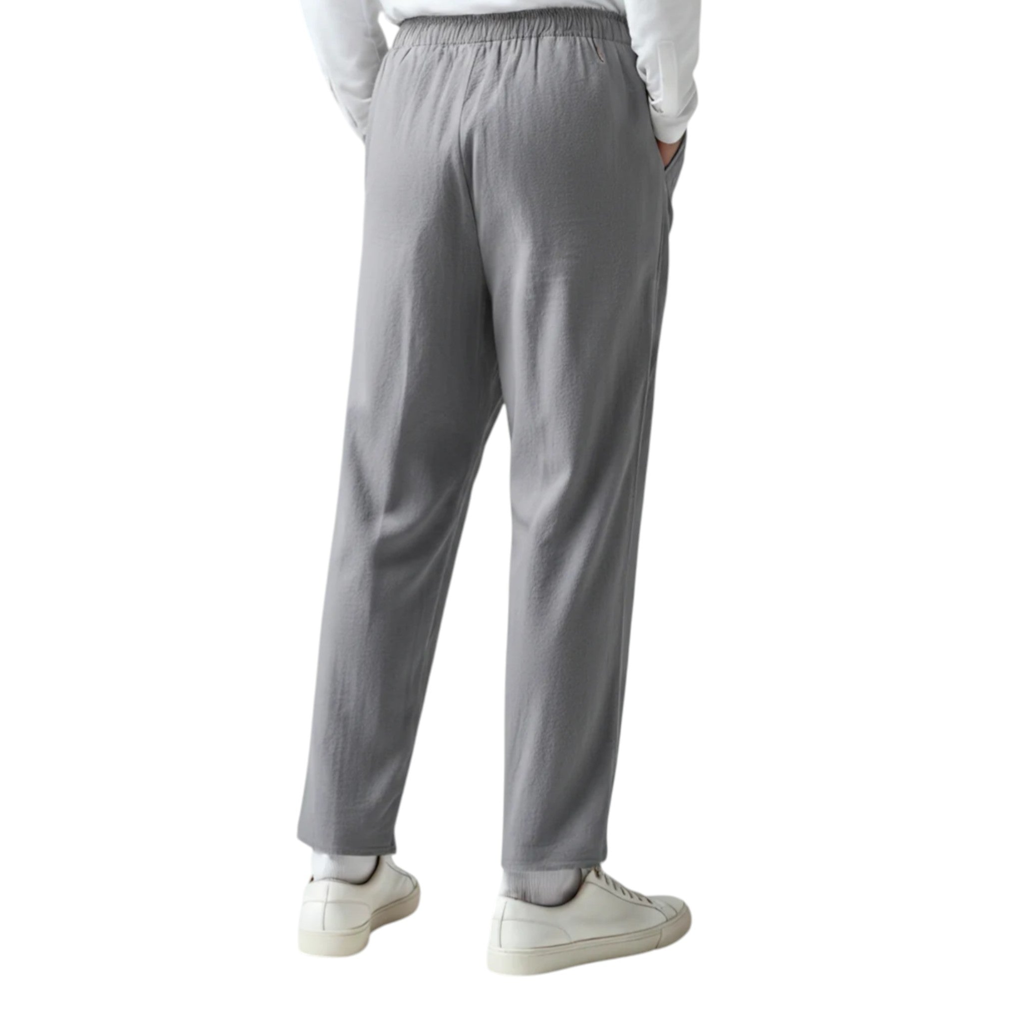 Monvaline | Men’s Linen Pants Breathable Comfort Relaxed Fit Summer Trousers