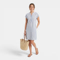 Monvaline | Women’s Summer Casual Dress – Striped V-Neck Knee Length